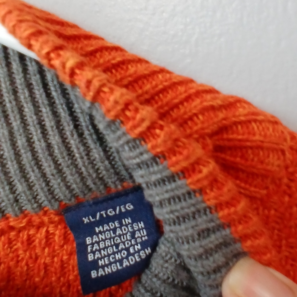 Chaps Orange Mock Neck Sweater Elbow Patches Men's Size XL Academia Preppy - Picture 6 of 7